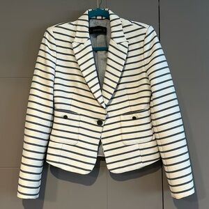 Zara Navy White Stripes Nautical Blazer Size M